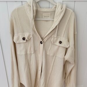 American Eagle Outfitters Cream Knit Hoodie